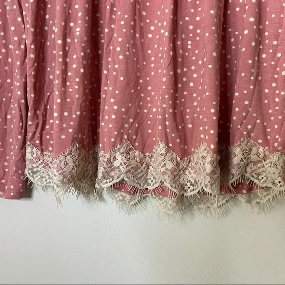 Rewind Lace Polka Dot Babydoll Top Pink Small Boho Chic Romantic Feminine - Picture 4 of 8